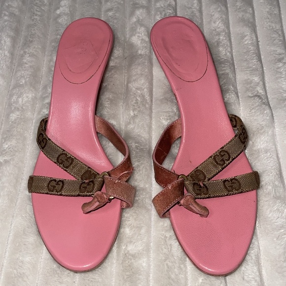 Gucci Y2K Pink Monogram Strappy Kitten Heels | Size 8 - Picture 3 of 14